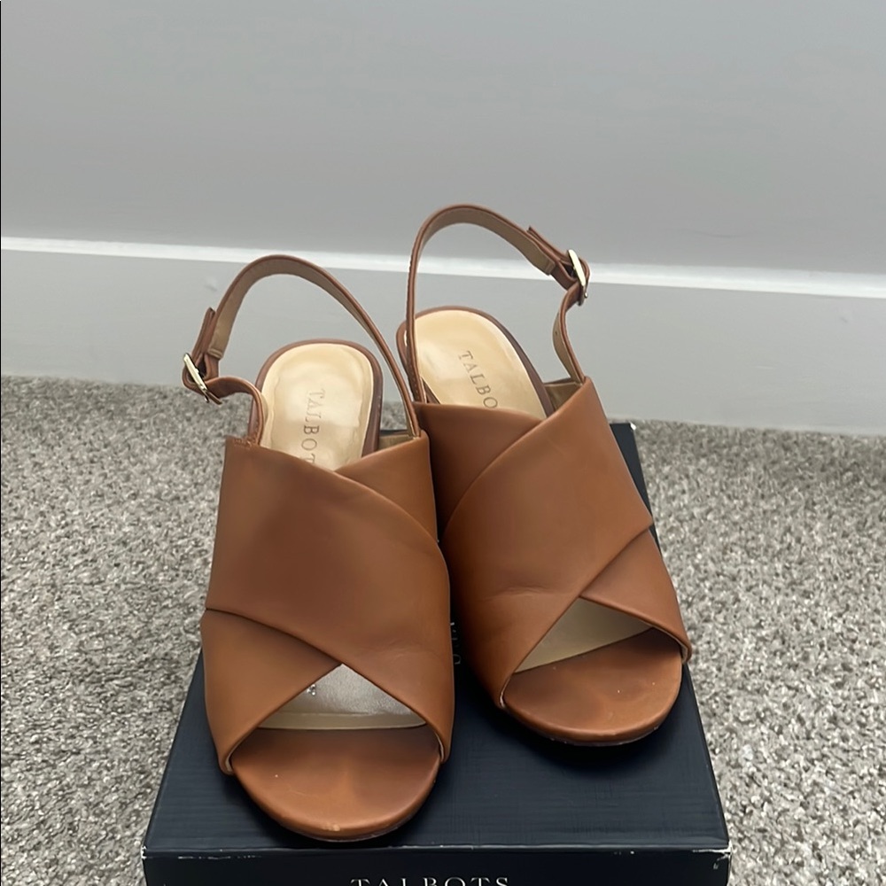 Talbots Brown Leather Slingback Sandals